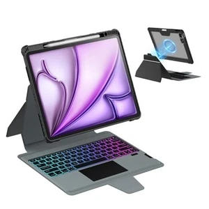 Magnetic Keyboard Case for iPad Air, iPad Pro Rugged Case with Detachable - Picture 1 of 7
