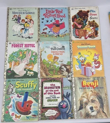 Vtg Lot of 9 Little Golden Books 70’ & 80's Hardcover Disney, Benji, Scuffy Foto 1 de 4