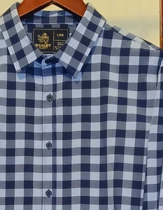Rugby University Herren blau/grau Langarm Knopfleiste kariert Gr. Large schön - Bild 1 von 5