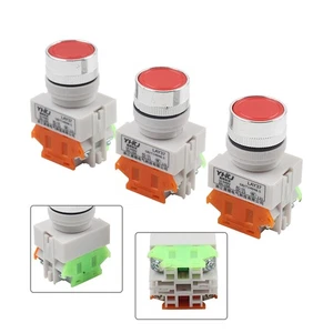 Interruptor de botón momentáneo rojo 3 piezas AC 660V 10A 4 pines - Imagen 1 de 11