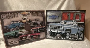 Letreros de metal/estaño retro vintage de carrocería cuadrada para camioneta Chevy C-10 - Imagen 1 de 3