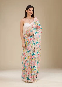 Camicetta sari pakistana Bollywood matrimonio indiano meridionale pronta all'uso sari designer - Foto 1 di 3