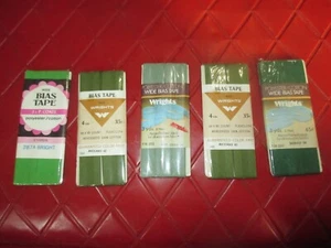 LOT Of Five GREENS Cotton/Polyester 1" SINGLE FOLD BIAS TAPE - #F4 - Picture 1 of 2