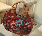 ISABELLA FIORE BURGUNDY SEQUINED FLORAL HAND BAG, NEAR MINT!