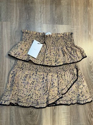 IRO, size 12, pure silk abstract print layered above the knee skirt, with tags - Image 1 of 4