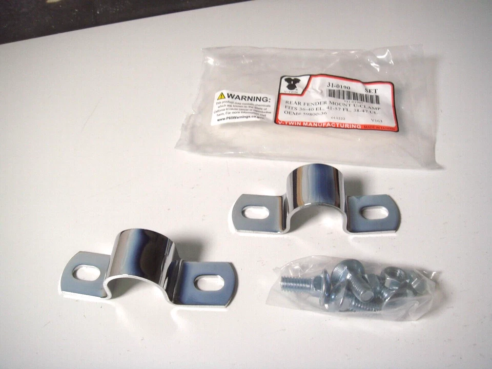 Harley Rear Fender Mount Set UL EL FL U-Clamp Chrome 59800-36  V-Twin 31-0190 N9 - Image 1 of 4