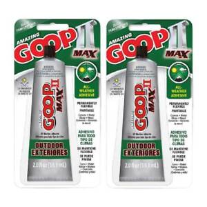 Amazing Goop II MAX Adhesive Glue Repair All Weather Permanent 2oz Clear, 2-Pack
