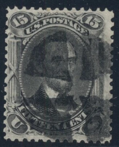 Parrilla ""F"" Lincoln #98, 15 ¢, usada con cancelación de 4 segmentos, en muy buen estado, Scott $275.00 - Imagen 1 de 1