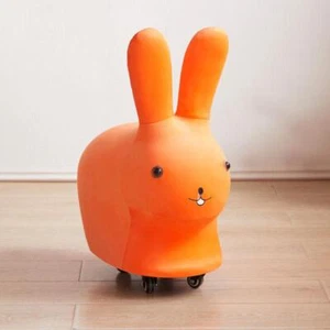 Cute Rabbit Stool Rolling Wheel Bunny Cozy Chair Kids Cartoon Ottoman Footstool - Picture 1 of 23