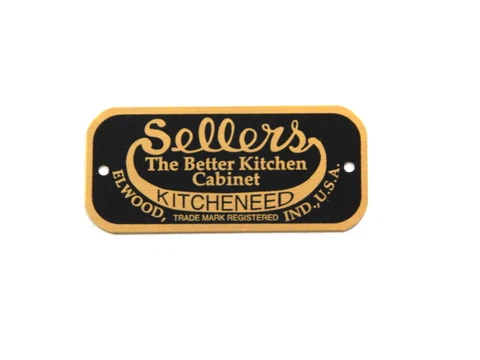 Sellers Kitchen Cabinet Label with Black and Brass Color Letterimg Cover