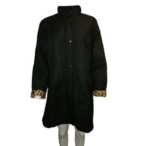 Talbots Women's Black Coat Jacket Black  Leopard Print Size 18 XL NEW - Picture 1 of 11