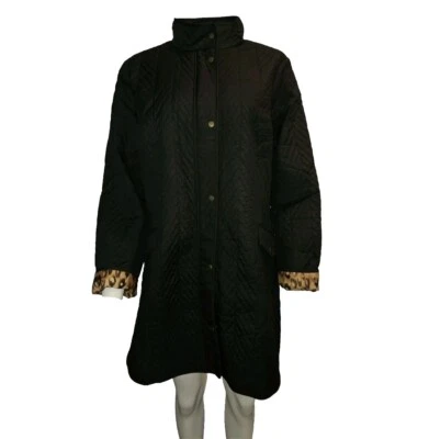 Talbots Women's Black Coat Jacket Black  Leopard Print Size 18 XL NEW - Image 1 of 4
