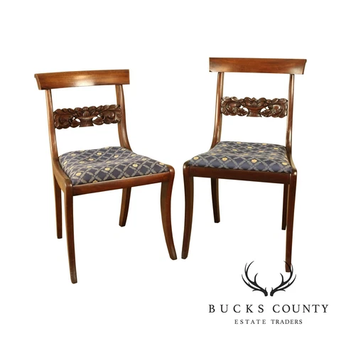 Potthast Bros Hand Crafted Set 2 Empire Style Mahogany Side Chairs Cover