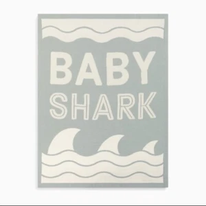 Demdaco Baby Blanket Baby Shark Gray Off White Woven Neutral Unisex New - Picture 1 of 5