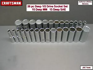 CRAFTSMAN HAND TOOLS 28pc Deep 1/2 SAE METRIC MM 12pt ratchet wrench socket set - Picture 1 of 6