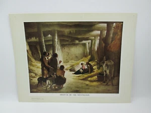 Vintage Church Religious Teaching Bible Art Print Arrival of the Shepherds - Picture 1 of 6