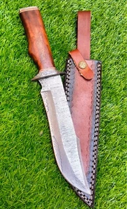 Fixed Blade Knife with Sheath 13.5 Inch Handmade Custom Damascus Hunting Knife - Picture 1 of 14