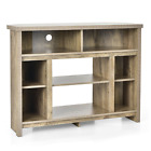 Universal TV Stand with Storage Cabinets Adjustable Shelves Wood Corner Design