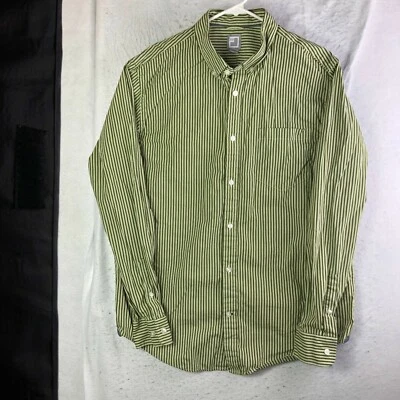 JCP 80's 2Ply Mens Large Green Striped Long Sleeve Button Down Collar Shirt - Image 1 of 4