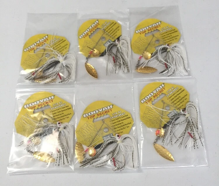 (6) Booyah Bait Company Top Secret Spinnerbait escala 3/16 oro blanco BYTST36659 Foto 1 de 1