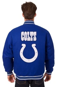 Giacca reversibile in lana NFL Indianapolis Colts JH Design con loghi ricamati  - Foto 1 di 5