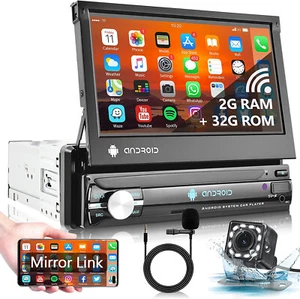 1-DIN Car Stereo Mirror Link WiFi GPS Navigation 7" HD Flip Out Touchscreen - Picture 1 of 14