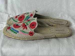 SOLUDOS IBIZA ESPADRILLE WOMENS SLIDES FLORAL EMBROIDERY SANDALS SLIPPERS SIZE 9 - Picture 1 of 10