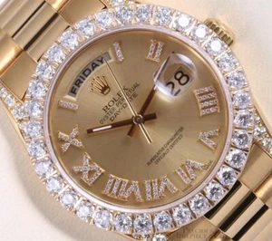 Rolex Day-Date 36 President 18038 18K Gold Diamond Roman, Diamond Lugs 3CT Bezel - Picture 1 of 8