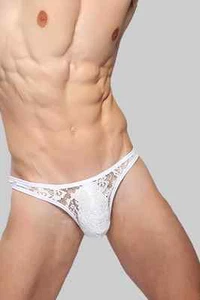 String taille XL blanc dentelle transparent sheer sexy Ref DAS2 - Picture 1 of 6