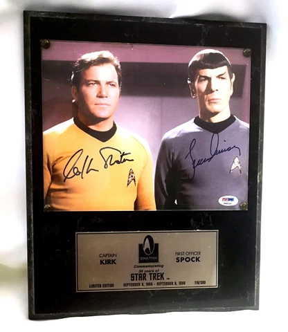 Signed WILLIAM SHATNER + LEONARD NIMOY Star Trek Photo Plaque PSA/DNA Ltd/ 300 Cover