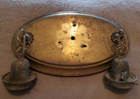 VINTAGE VICTORIAN FLUSH MOUNT BRASS TWO LIGHT CEILING FIXTURE Cover