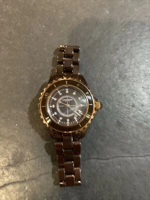 AKRIBOS XXIV Brown Ceramic Ladies Watch AK485BRN Diamond Dial - Image 1 of 4