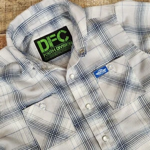 Dixxon Flannel Youth Division XS Light Gray Plaid Snap Long Sleeve Flannel "J&P" - Picture 1 of 7