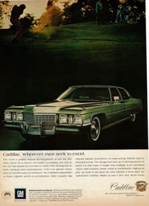 1972 Vintage Print Ad Cadillac Wherever men seek to excel See Master's golf CBS - Bild 1 von 2