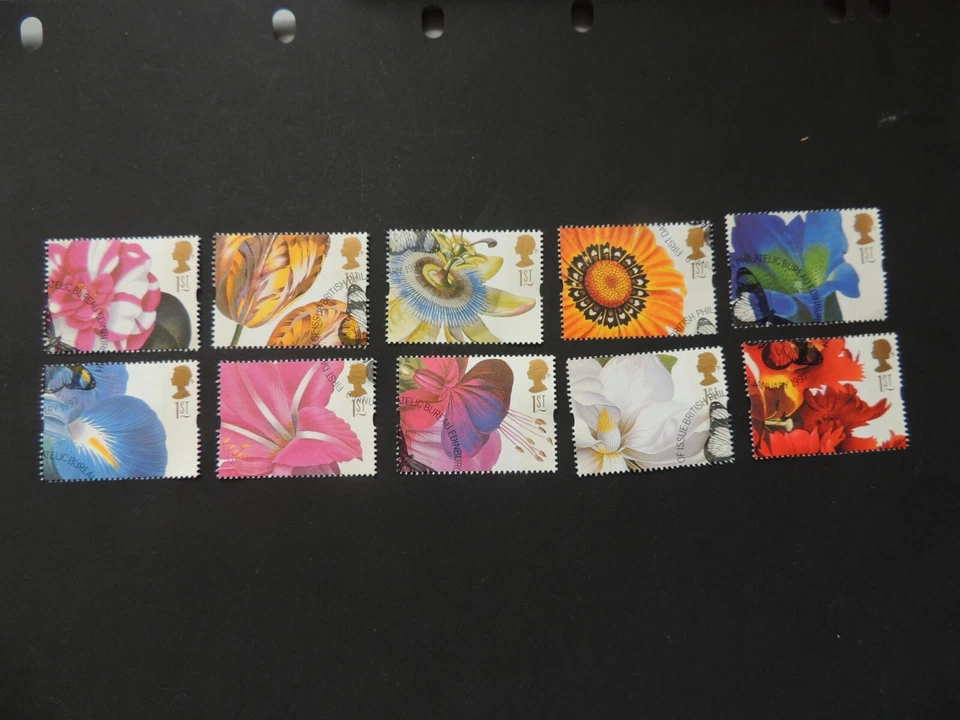 Estampillas de felicitación 1997 pinturas florales SG1955-1964 finas usadas Foto 1 de 1