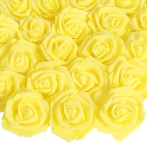 100PCS Yellow Foam Flowers Yellow Roses Artificial Flowers Yellow Foam Roses ... - Picture 1 of 7