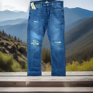 NWT POLO RALPH LAUREN Blue Distressed Varick Slim Straight Stretch Jeans 34X34 - Picture 1 of 7