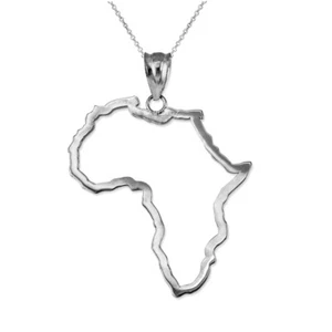 White Gold Africa Open Design Pendant Necklace - Picture 1 of 7