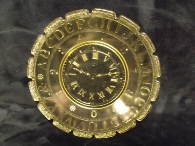 7" YELLOW DEPRESSION GLASS CHILD'S ALPHABET PRIMER / CLOCK PLATE ~ MINT - Image 1 of 4