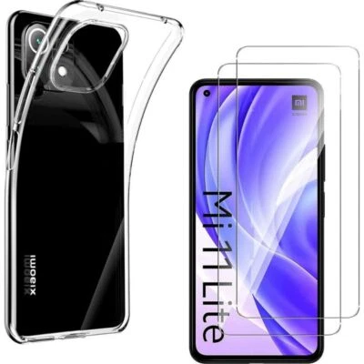 HQSELECTION Coque Silicone TRANSPARENT Pour Xiaomi Mi 11 Lite + film Verre trempé