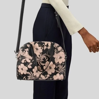 NWT $359 Kate Spade Reily Laurel Way Gardenia Leather Satchel  Black / Pink - Image 1 of 4