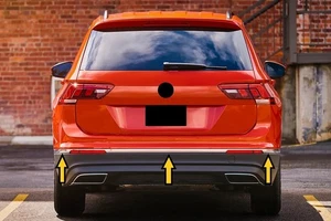 Stoßstange hinten Mitte Blende Chrom Abdeckung für Tiguan 2016-2020 3 Stück Edelstahl - Bild 1 von 2