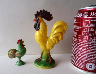 Burlington Lot de 2 Coq Hochet 11,5Cm Plastique Ancien La Ferme Rooster USA - Photo 1/4