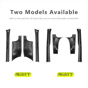 for Tesla Model 3 Y Door Sill Protector Carbon Fiber Door Pedal Kick Protection - Picture 1 of 3