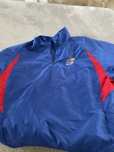 NCAA Kansas Jayhawks KU 1/4 Zip Pull Over Windbreaker Jacket - Men's 2XL! - Picture 1 of 10