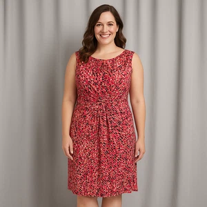 Jessica Howard Größe 14 rosa weiß schwarz Druck Midikleid ärmellos geraffte Taille - Bild 1 von 11