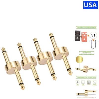 Paquete de 4 conectores de pedal de guitarra tipo Z chapados en oro de cobre - diseño que ahorra espacio Foto 1 de 4