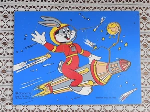 VINTAGE 12-PC WARNER BROS BUGS BUNNY TO THE MOON WOODEN PUZZLE 1982 SPACE ROCKET - Picture 1 of 6