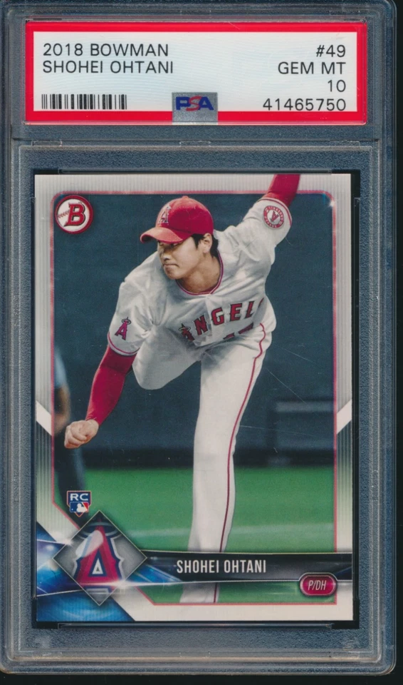 PSA 10 SHOHEI OHTANI/OTANI 2018 BOWMAN #49 LA ANGELS Rookie Card RC GEM MINT - Image 1 of 1