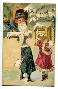 Bambini Mailing Lettere a Babbo Natale, Buon Natale, Cartolina d'epoca - Foto 1 di 2